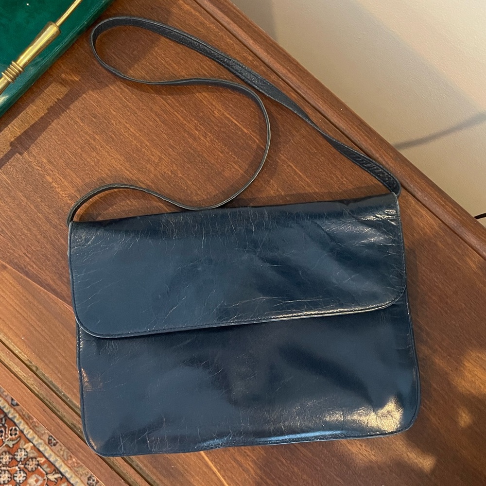 Vintage Leather Charles Jourdan Navy Handbag
